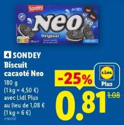 Lidl SONDEY Biscuit cacaoté Neo offre