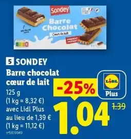 Lidl Sondey Barre chocolat offre