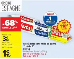 Carrefour HERTA Pâte à tarte offre