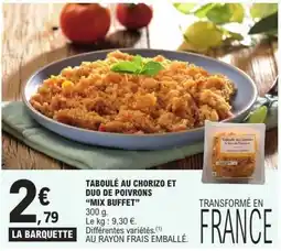 E.Leclerc TABOULÉ AU CHORIZO ET DUO DE POIVRONS offre