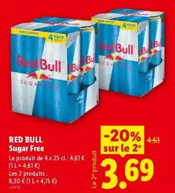 Lidl Red Bull Sugar Free offre