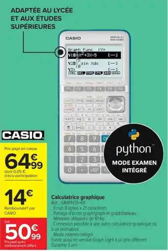 Carrefour CASIO Calculatrice graphique offre