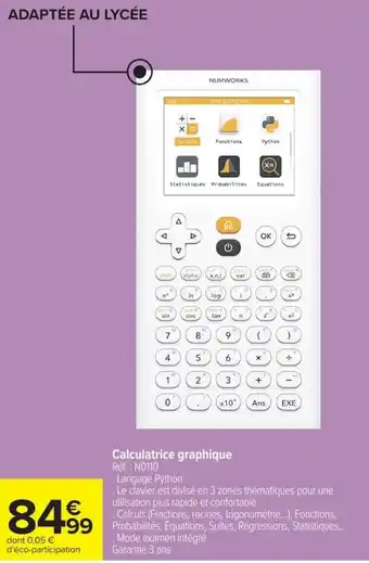 Carrefour NUMWORKS Calculatrice graphique offre