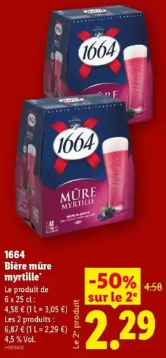Lidl 1664 Bière mûre myrtille offre