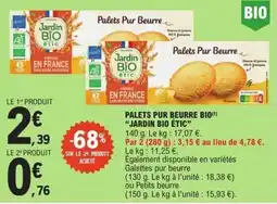 E.Leclerc Jardin Bio Étic Palets Pur Beurre offre