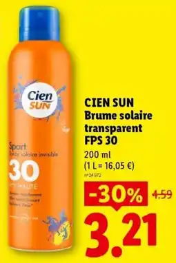 Lidl CIEN SUN Brume solaire transparent offre