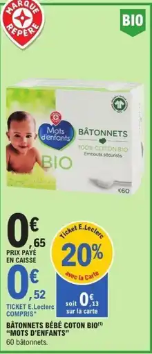E.Leclerc Mots d'enfants BÂTONNETS offre