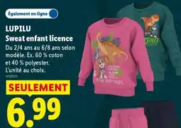 Lidl LUPILU Sweat enfant licence offre