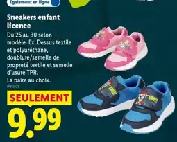 Lidl Sneakers enfant licence offre