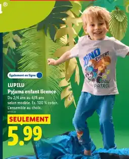 Lidl LUPILU Pyjama enfant licence offre
