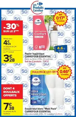 Carrefour Essentiel Essuie-tout blanc offre