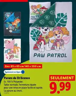Lidl PAW PATROL Parure de lit licence offre