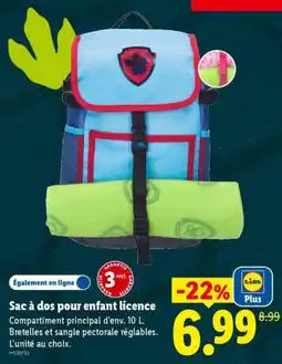 Lidl Paw Patrol Sac à dos pour enfant offre