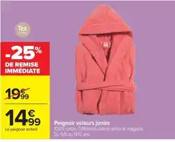 Carrefour Tex HOME Peignoir velours junior offre