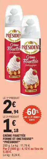 E.Leclerc PRÉSIDENT Crème Fouettée offre