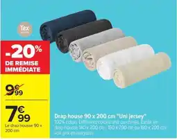 Carrefour Tex HOME Drap house 90 x 200 cm "Uni jersey" offre