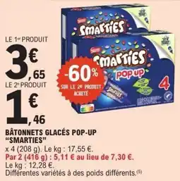 E.Leclerc Smarties Bâtonnets glacés pop-up offre