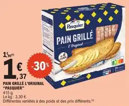 E.Leclerc Pasquier Pain grillé l'original offre