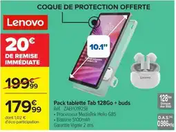 Carrefour Lenovo Pack tablette Tab 128Go + buds offre