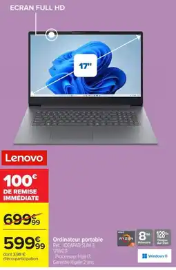 Carrefour Lenovo Ordinateur portable offre