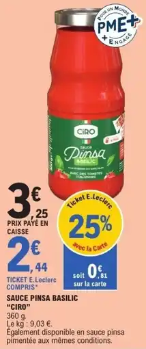 E.Leclerc Ciro Sauce pinsa basilic offre