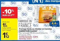 Carrefour Carrefour Classic Fromage fondu au cheddar en tranches offre