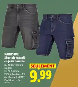 Lidl PARKSIDE Short de travail en jean homme offre