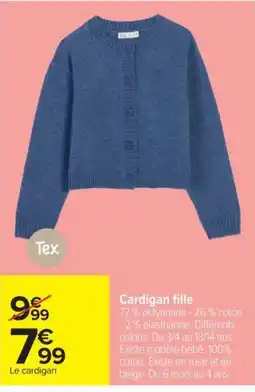 Carrefour Tex Cardigan fille offre