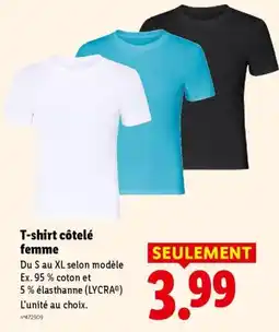 Lidl T-shirt côtelé femme offre