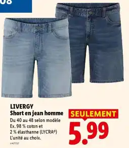 Lidl LIVERGY Short en jean homme offre