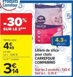 Carrefour Companino Litière de silice pour chats offre