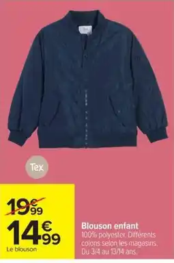 Carrefour Tex Blouson enfant offre