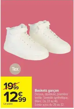 Carrefour Tex Baskets garçon offre