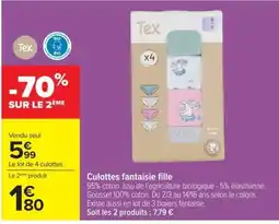 Carrefour Tex Culottes fantaisie fille offre
