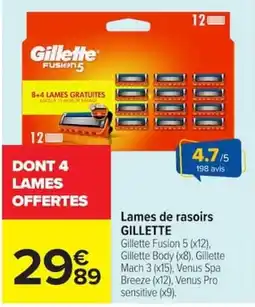 Carrefour Gillette Lames de rasoirs offre