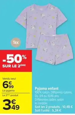 Carrefour Tex Pyjama enfant offre