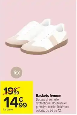 Carrefour Tex Baskets femme offre