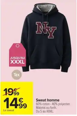 Carrefour Tex Sweat homme offre
