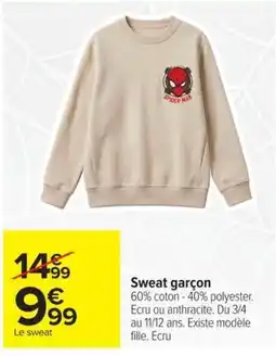 Carrefour SPIDER-MAN Sweat garçon offre
