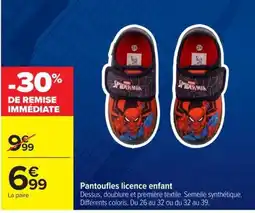 Carrefour Spider-Man Pantoufles licence enfant offre