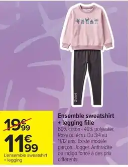 Carrefour Ensemble sweatshirt + legging fille offre