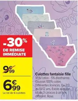 Carrefour Culottes fantaisie fille offre
