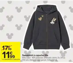 Carrefour Minnie Sweatshirt à capuche fille offre