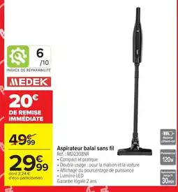 Carrefour MEDEK Aspirateur balai sans fil offre