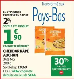 Auchan Auchan Cheddar Râpé offre