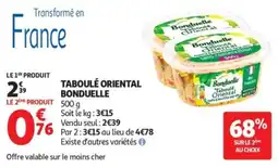 Auchan Bonduelle Taboulé Oriental offre
