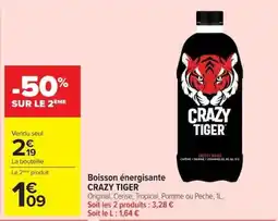 Carrefour Market CRAZY TIGER Boisson énergisante offre