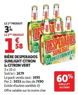 Auchan Desperados sunlight citron & citron vert offre