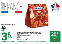 Auchan Maître Coq Wings Party Nature offre