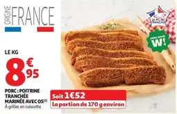Auchan Le Porc Français Poitrine tranchée marinée avec os offre